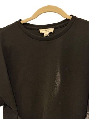 H by Halston Black Short-Sleeve Tie-Front Top, XS